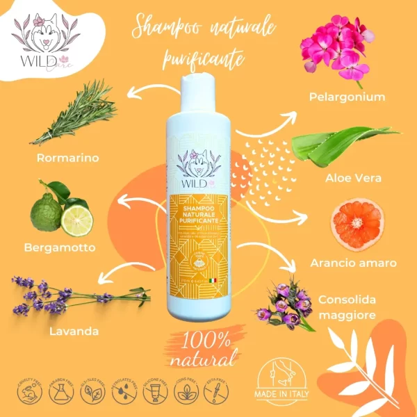 shampoo purificante per tutti i tipi di pelo